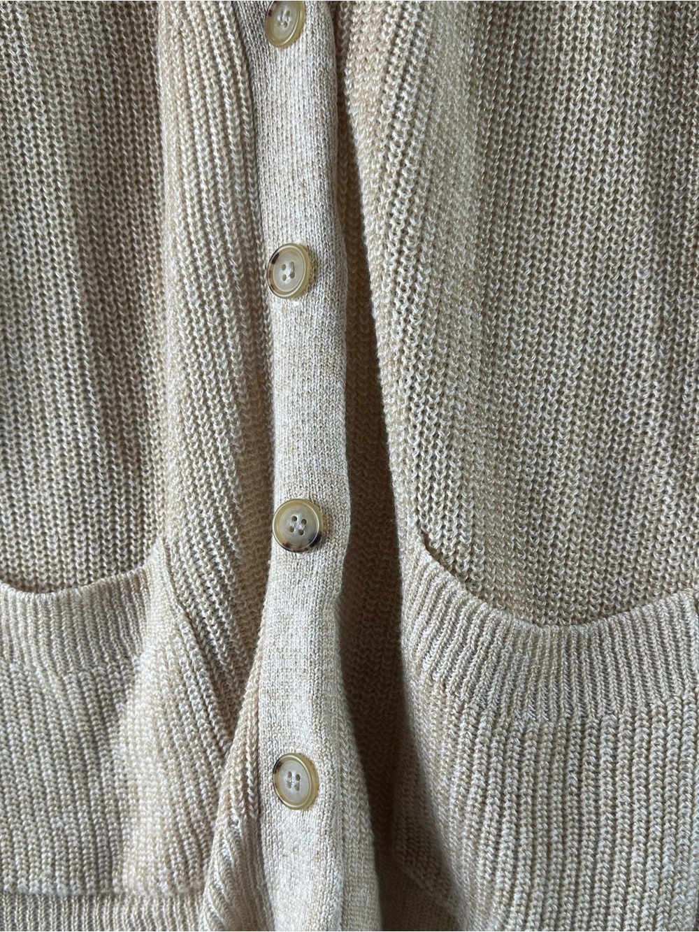 J.Crew Linen Cotton Knit Button Front V-Neck Slouchy Cardigan Tan XL - Picture 9 of 13